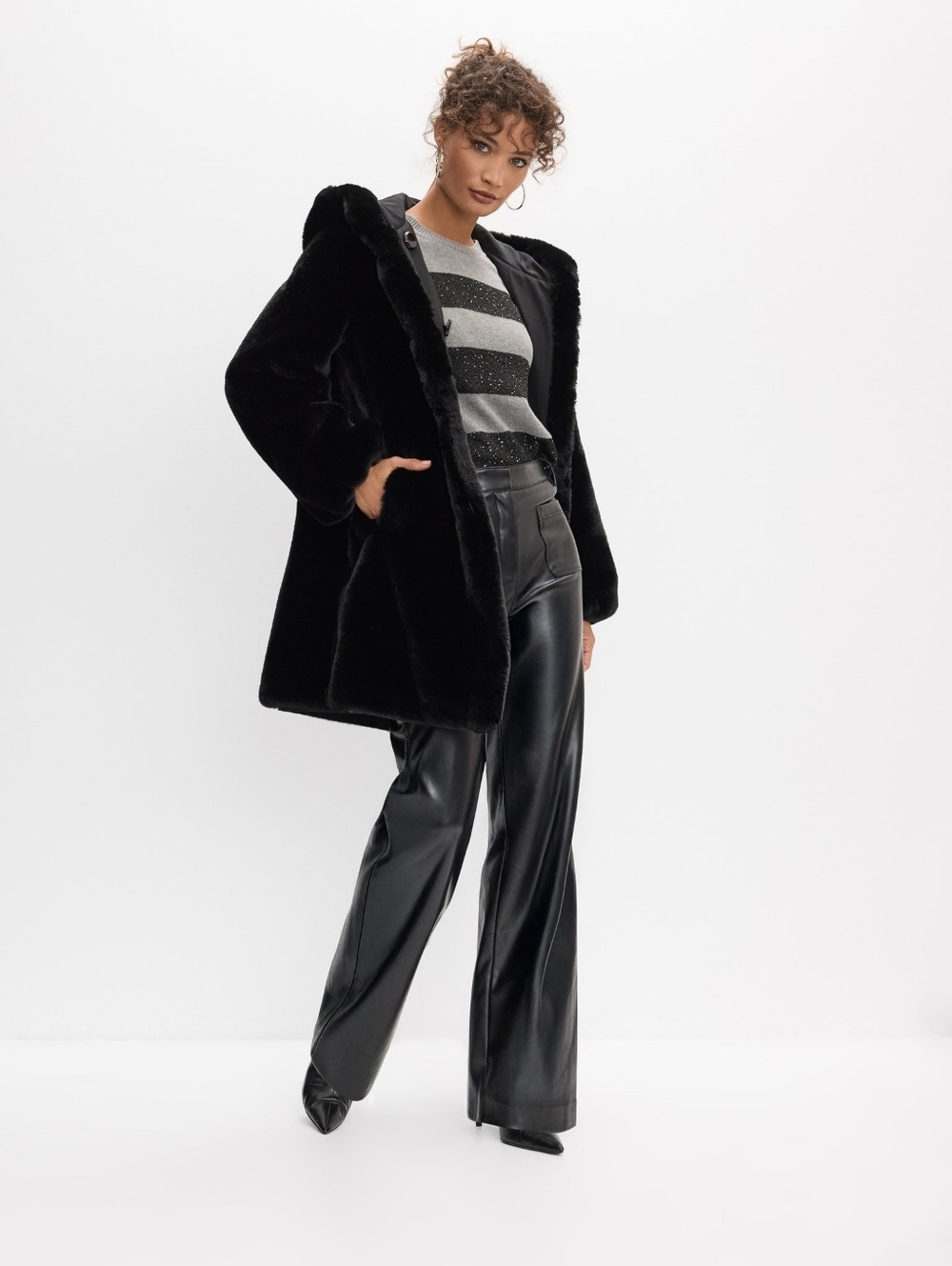 Melanie Lyne Sequin Embellished Bland And Gray Striped Sweater - Picture 5 of 13